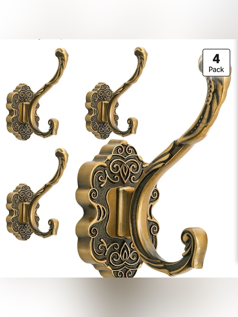 4pcs Vintage Brass Coat Hooks...
